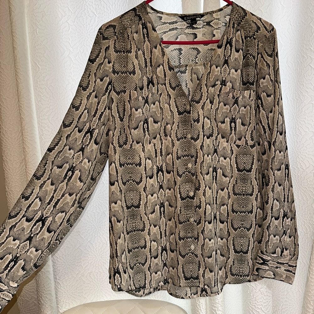 Snake skin designed button down shirt